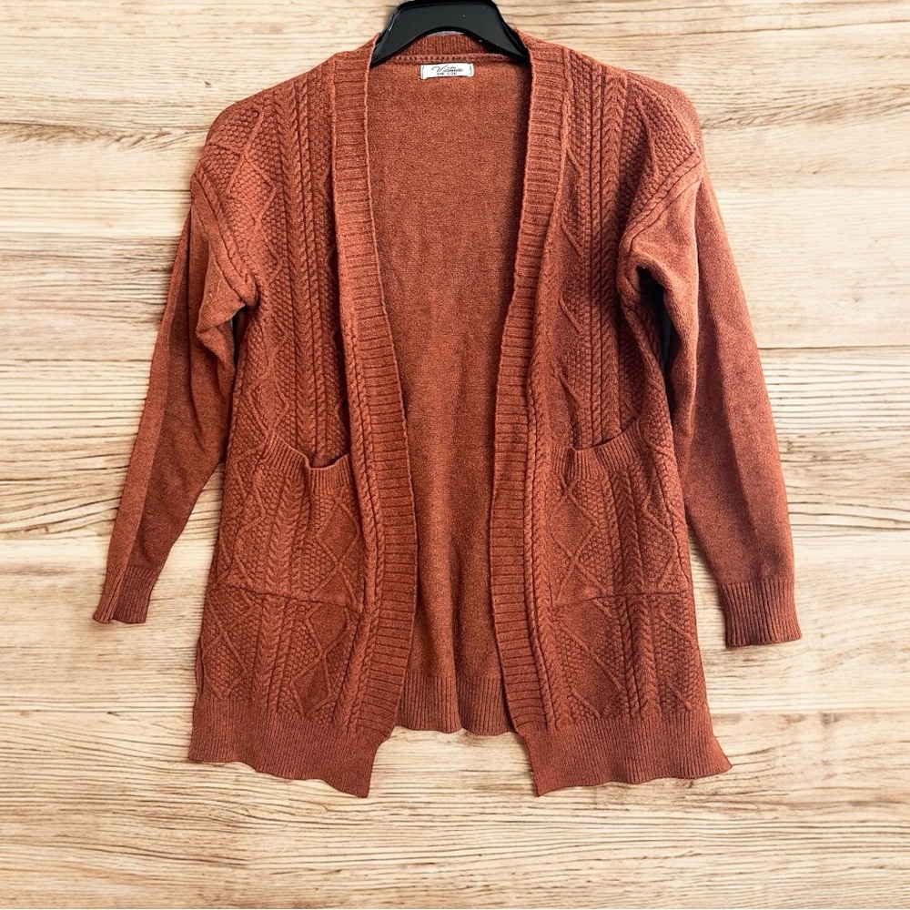 Victoria Women’s Brown/Rust  colored Knit Open Front Cardigan Sweater One size